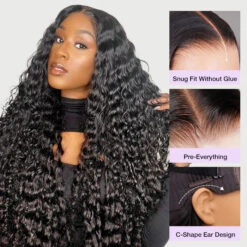 Put On Go® Glueless Deep Wave 8x5 HD Lace Closure Wig Invisible Knots Large & Small Cap Size -Ethereal Hair Shop 700 ready go wig 107