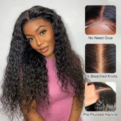 Glueless Wig Human Hair Water Wave Wigs Pre Cut 8x5 HD Lace Closure Wigs For Beginners Pre Plucked Pre Bleached -Ethereal Hair Shop 700 ready go wig 112