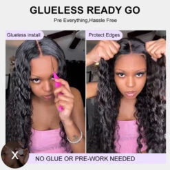 Glueless Wig Human Hair Water Wave Wigs Pre Cut 8x5 HD Lace Closure Wigs For Beginners Pre Plucked Pre Bleached -Ethereal Hair Shop 700 ready go wig 4