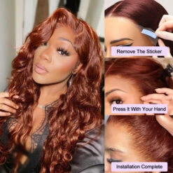 Reddish Brown Body Wave 13×4 Pre Cut HD Lace Front Human Hair Wigs 150% 180% 220% Density -Ethereal Hair Shop 700 ready go wig 65