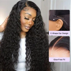 Glueless Wig Human Hair Water Wave Wigs Pre Cut 8x5 HD Lace Closure Wigs For Beginners Pre Plucked Pre Bleached -Ethereal Hair Shop 700 ready go wig 86