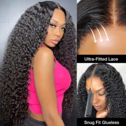 Pre-Knotless Glueless Curly Wig Versatile Pre Cut 8x5 Closure HD Lace Human Hair Wigs Put On Go® -Ethereal Hair Shop 700 ready go wig 87