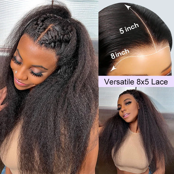 Glueless Wigs Human Hair Kinky Straight Pre Cut 4x4 5x5 8x5 HD Lace Closure Wigs For Beginners 6 Glueless Wigs Human Hair Kinky Straight Pre Cut 4x4 5x5 8x5 HD Lace Closure Wigs For Beginners - Image 4