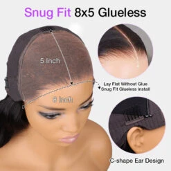 Face-Framing Curtain Bangs Body Wave Wig Glueless Pre Cut 8x5 HD Lace Ready To Go Wig Pre Plucked Pre Bleached -Ethereal Hair Shop 700 ready to go lace cap 13 57749141 4dec 4bcd a675 9960cb88b8b9 3