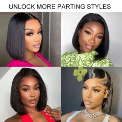 220% Density Short Straight Bob Wigs 13x4 HD Lace Front Wigs Pre Plucked & Bleached Knots Glueless Human Hair Wig -Ethereal Hair Shop 700 straight bob lace wig 12