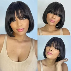 Short Bob Wigs For Girl 13*4 HD Lace Front Human Hair Wigs Pre Plucked -Ethereal Hair Shop 700 straight bob wig with bangs 3