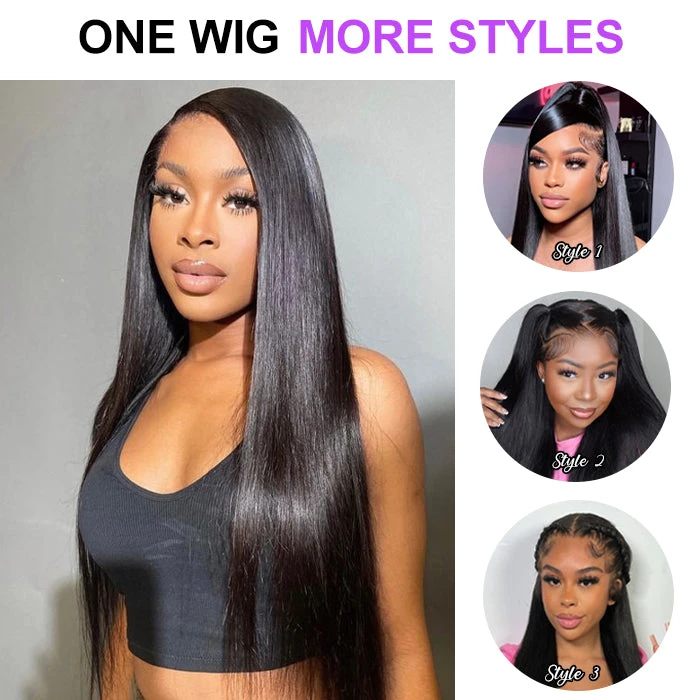 Glueless Straight Wig 8x5 Closure HD Lace 100% Human Hair Wigs With Invisible Bleached Small Knots 16 Glueless Straight Wig 8x5 Closure HD Lace 100% Human Hair Wigs With Invisible Bleached Small Knots - Image 14