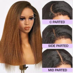 4C Kinky Edges Ombre Brown Color Kinky Straight Wigs Human Hair Pre Plucked HD Transparent 13x4 13x6 Lace Front Wigs With Drawstring Glueless Wig -Ethereal Hair Shop 700 t1b 30 4c kinky edges lace wig 10 1b9133e7 a717 4597 9557 b2646f012d3a