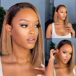 Ombre Blonde T4/27 Straight 13x4 Lace Front Wig Short Bob Lace Front Human Hair Wigs -Ethereal Hair Shop 700 t4 27 bob wig 8