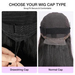 Put On And Go Glueless 8x5 Pre Cut HD Lace 220% Density Straight Bob Wigs With Pre Plucked & Pre Bleached -Ethereal Hair Shop 700 upgrade drawstring cap 2
