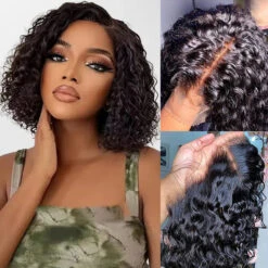 Water Wave Short Bob 13x4 Lace Front Wigs 100% Human Hair Pre Plucked Glueless Lace Front Wigs -Ethereal Hair Shop 700 water wave bob wig 13