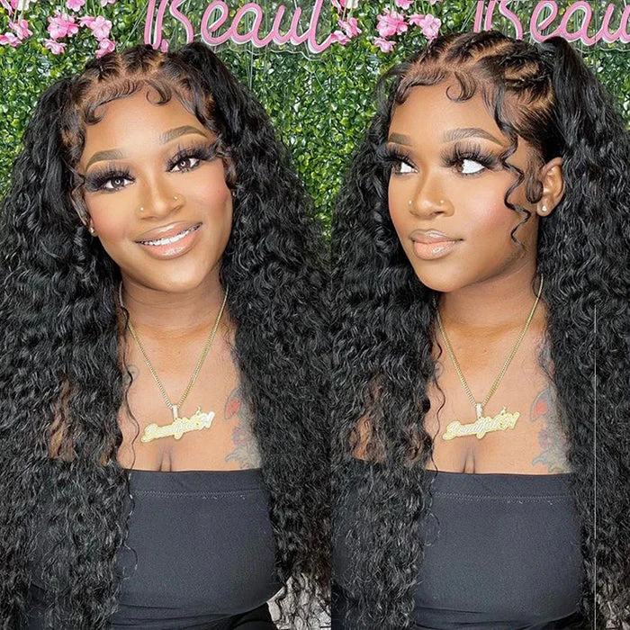 Glueless 13x4 Water Wave HD Lace Frontal Wig Put On And Go No Glue Lace Front Wigs With Invisible Knots 11 Glueless 13x4 Water Wave HD Lace Frontal Wig Put On And Go No Glue Lace Front Wigs With Invisible Knots - Image 9