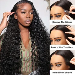 SKINLIKE HD Lace Frontal Wig Water Wave 13x6 Pre-Cut Lace Full Frontal Glueless Wig With Bleached Small Knots -Ethereal Hair Shop 700 water wave pre all lace wig 10