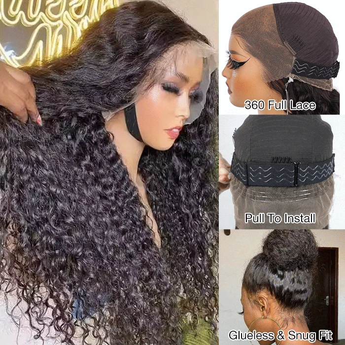 Deep Wave Snug Fit 360 Lace Frontal Wig 100 Human Hair Wigs For Women Pre Bleached Knots 3 Deep Wave Snug Fit 360 Lace Frontal Wig 100 Human Hair Wigs For Women Pre Bleached Knots