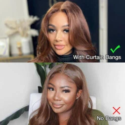 Chocolate Brown #4 Curtain Bangs 13x4 HD Lace Front Body Wave Glueless Human Hair Wigs -Ethereal Hair Shop 700 with curtain bangs body wave wigs 10