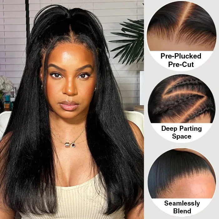 13x6 Lace Frontal Yaki Straight Pre Cut & Pre-Plucked Real Ear To Ear Pre-All Glueless Wig 3 13x6 Lace Frontal Yaki Straight Pre Cut & Pre-Plucked Real Ear To Ear Pre-All Glueless Wig