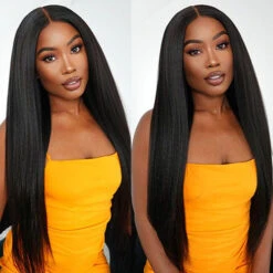 Glueless Yaki Straight Wig 8x5 Pre-Cut Lace Closure Human Hair Wigs With Pre Plucked Hairline 16 Glueless Yaki Straight Wig 8x5 Pre-Cut Lace Closure Human Hair Wigs With Pre Plucked Hairline -Ethereal Hair Shop 700 yaki straight 18