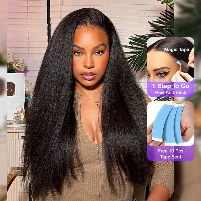 13x6 Lace Frontal Yaki Straight Pre Cut & Pre-Plucked Real Ear To Ear Pre-All Glueless Wig 4 13x6 Lace Frontal Yaki Straight Pre Cut & Pre-Plucked Real Ear To Ear Pre-All Glueless Wig - Image 2