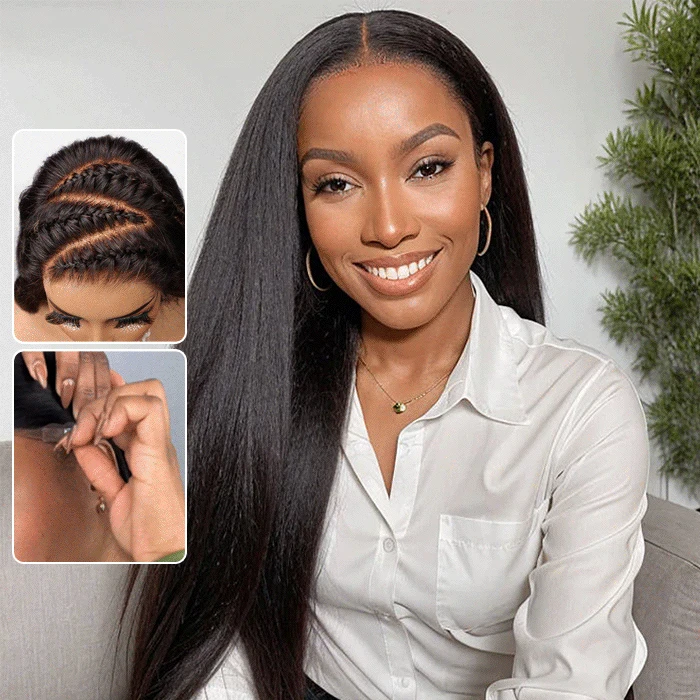 13x6 Lace Frontal Yaki Straight Pre Cut & Pre-Plucked Real Ear To Ear Pre-All Glueless Wig 7 13x6 Lace Frontal Yaki Straight Pre Cut & Pre-Plucked Real Ear To Ear Pre-All Glueless Wig - Image 5