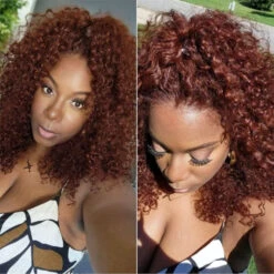 Reddish Brown Color Curly Short Bob Wigs 13X4/13x6 HD Lace Front Human Hair Wigs Pre-Plucked Hairline -Ethereal Hair Shop 700 0003 71FuTNzrVmL. SL1080