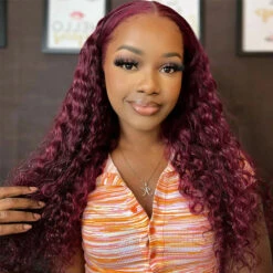 99J Burgundy 4x4 HD Lace Closure Human Hair Wig With Pre Plucked Hairline 23 99J Burgundy 4x4 HD Lace Closure Human Hair Wig With Pre Plucked Hairline -Ethereal Hair Shop 700 0006 14