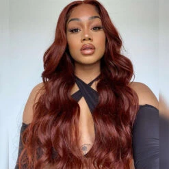 Reddish Brown 5x5/13x4 HD Lace Wig #33 Auburn Colored Deep Wave Lace Front Human Hair Wigs For Women 15 Reddish Brown 5x5/13x4 HD Lace Wig #33 Auburn Colored Deep Wave Lace Front Human Hair Wigs For Women -Ethereal Hair Shop 700 0010 red brown bw wig 2