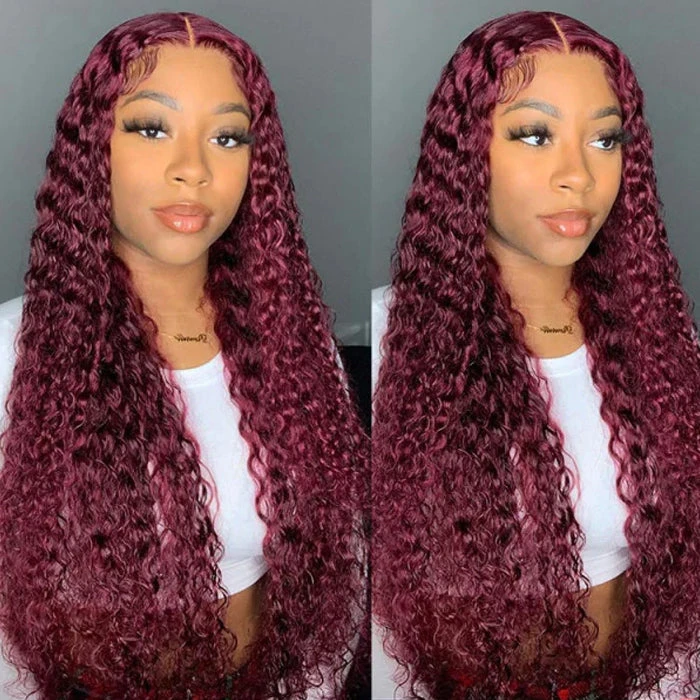 99J Burgundy 4x4 HD Lace Closure Human Hair Wig With Pre Plucked Hairline 12 99J Burgundy 4x4 HD Lace Closure Human Hair Wig With Pre Plucked Hairline - Image 10