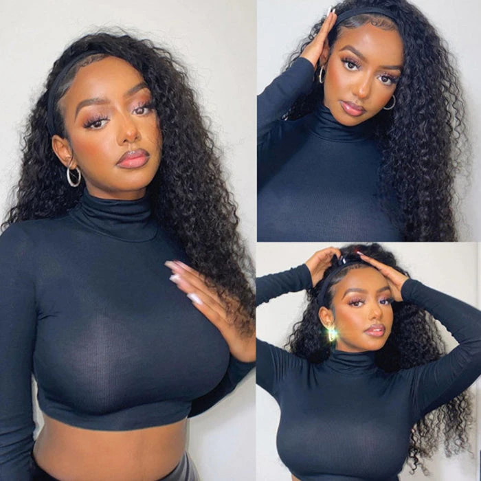 Curly Headband Wigs With Various Headbands No Glue No Gel Human Wigs 6 Curly Headband Wigs With Various Headbands No Glue No Gel Human Wigs - Image 4