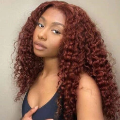 #33 Auburn Color Deep Wave 13x4/4x4 HD Lace Front Human Hair Wigs For Women High Quality Wigs -Ethereal Hair Shop 700 0022 red brown dw wig 3