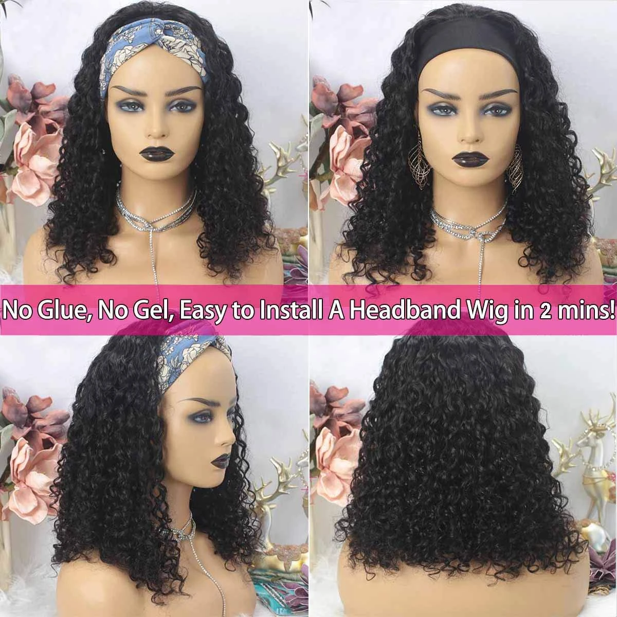 150% Density Full Texture Headband Human Hair Wigs Full Machine Made Full Looking Lace Wig 7 150% Density Full Texture Headband Human Hair Wigs Full Machine Made Full Looking Lace Wig - Image 5