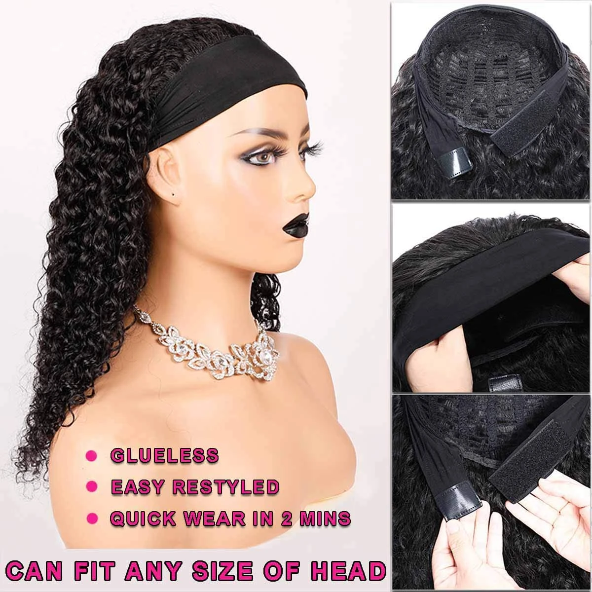 150% Density Full Texture Headband Human Hair Wigs Full Machine Made Full Looking Lace Wig 8 150% Density Full Texture Headband Human Hair Wigs Full Machine Made Full Looking Lace Wig - Image 6