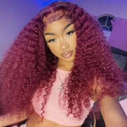 99J Burgundy 4x4 HD Lace Closure Human Hair Wig With Pre Plucked Hairline 25 99J Burgundy 4x4 HD Lace Closure Human Hair Wig With Pre Plucked Hairline -Ethereal Hair Shop 736