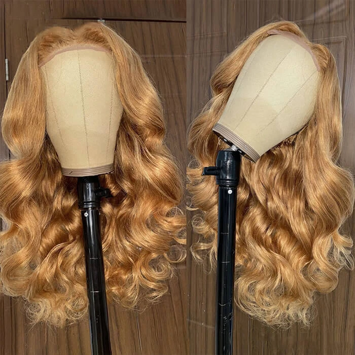 Body Wave #27 Colored HD Lace Human Hair Wigs For Women Honey Blonde 13*4 13*6 Lace Frontal Wigs 9 Body Wave #27 Colored HD Lace Human Hair Wigs For Women Honey Blonde 13*4 13*6 Lace Frontal Wigs - Image 7