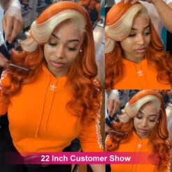 Ginger Wig With Blonde Highlights Colored Lace Front Wigs Body Wave Ombre Human Hair Wigs -Ethereal Hair Shop 742