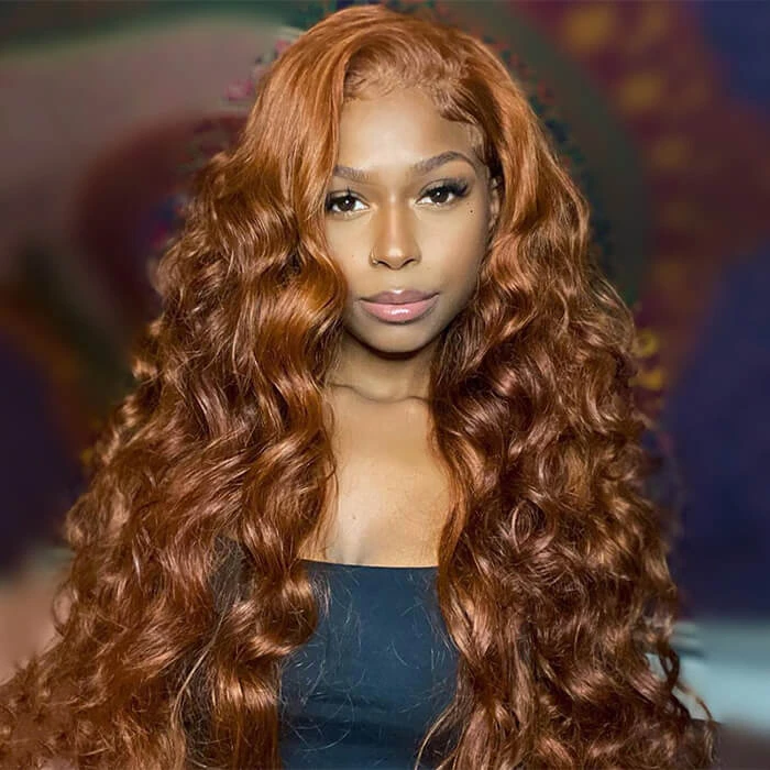 #30 Auburn Brown Hair Colored Human Hair Wigs Loose Wave 13x6 HD Lace Frontal Wigs 3 #30 Auburn Brown Hair Colored Human Hair Wigs Loose Wave 13x6 HD Lace Frontal Wigs