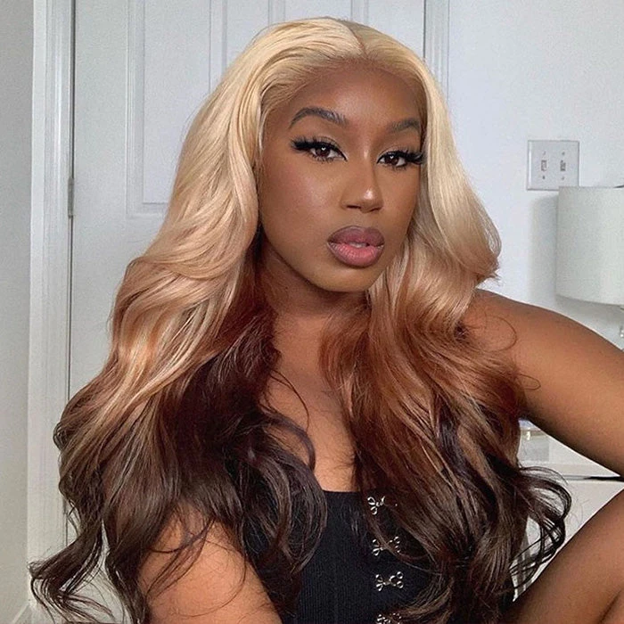 613 Blonde Ombre Lace Front Wig Brazilian Body Wave Human Hair Wigs Pre Plucked 10 613 Blonde Ombre Lace Front Wig Brazilian Body Wave Human Hair Wigs Pre Plucked - Image 8