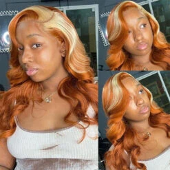 Ginger Wig With Blonde Highlights Colored Lace Front Wigs Body Wave Ombre Human Hair Wigs -Ethereal Hair Shop 773 091da73b 8be4 4fa9 9c1c fe139c8ae1ea