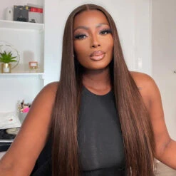 Chocolate Brown Color Put On Go® Glueless Wig Pre Cut 8x5 HD Lace Human Hair Wigs For Women 19 Chocolate Brown Color Put On Go® Glueless Wig Pre Cut 8x5 HD Lace Human Hair Wigs For Women -Ethereal Hair Shop 7987 1 ce9afdc8 71d3 4d8d b357 3d7bbad84308