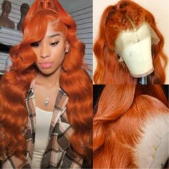 Ginger Orange Colored Invisible-Pull String 360 Lace Frontal Wigs Glueless HD Lace Human Hair Wigs -Ethereal Hair Shop 81RMVve2RUL