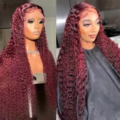 99J Straight/Body Wave 13x4 Burgundy HD Lace Front Pre Plucked Colored Human Hair Wigs For Women 20 99J Straight/Body Wave 13x4 Burgundy HD Lace Front Pre Plucked Colored Human Hair Wigs For Women -Ethereal Hair Shop 842