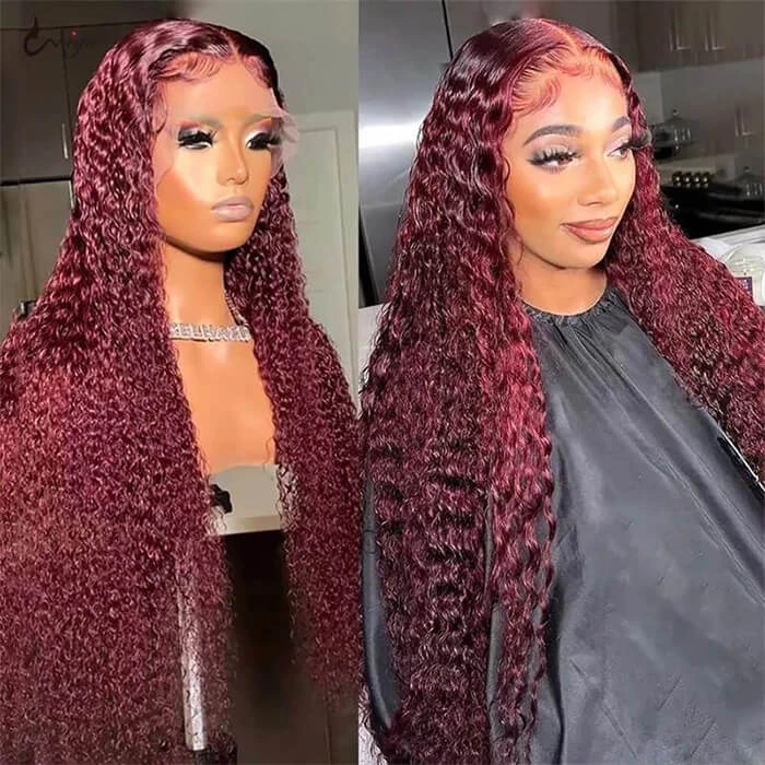 99J Straight/Body Wave 13x4 Burgundy HD Lace Front Pre Plucked Colored Human Hair Wigs For Women 11 99J Straight/Body Wave 13x4 Burgundy HD Lace Front Pre Plucked Colored Human Hair Wigs For Women - Image 9