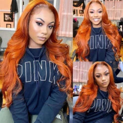 Ginger Orange Wig 4x4/5x5 Transparent HD Lace Human Hair Wigs Pre Plucked Hairline 180% Density 16 Ginger Orange Wig 4x4/5x5 Transparent HD Lace Human Hair Wigs Pre Plucked Hairline 180% Density -Ethereal Hair Shop 857