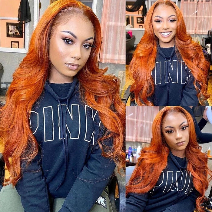 Ginger Orange Wig 4x4/5x5 Transparent HD Lace Human Hair Wigs Pre Plucked Hairline 180% Density 6 Ginger Orange Wig 4x4/5x5 Transparent HD Lace Human Hair Wigs Pre Plucked Hairline 180% Density - Image 4