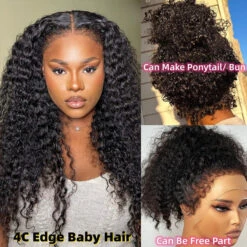 Glueless Pull Go Drawstring Curly Wig With 4C Curly Edge Hairline 13x4 13x6 HD Lace Human Hair Wigs 220%Density Full Hair -Ethereal Hair Shop 864 1