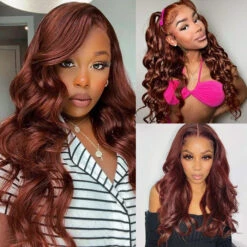#33 Reddish Brown 5x5 HD Transparent Lace Pre Plucked Natural Hairline Human Hair Wigs -Ethereal Hair Shop 904.1
