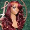 99J Burgundy Color C Part Wig 13x4 HD Lace Front Human Hair Wigs With Pre Plucked Hairline 1 99J Burgundy Color C Part Wig 13x4 HD Lace Front Human Hair Wigs With Pre Plucked Hairline -Ethereal Hair Shop 99j c part body wave lace wigs 14