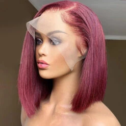 220% Density Short Straight Bob Wigs 13x4 HD Lace Front Wigs Pre Plucked & Bleached Knots Glueless Human Hair Wig -Ethereal Hair Shop 99j straight bob wig 13x4 lace front wig 1