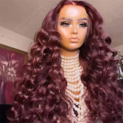 99J Burgundy Colored Human Hair Wigs Loose Wave 13x4 13x6 HD Lace Frontal Wigs 12 99J Burgundy Colored Human Hair Wigs Loose Wave 13x4 13x6 HD Lace Frontal Wigs -Ethereal Hair Shop 99jloosewave 4
