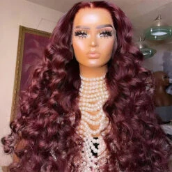 99J Burgundy Colored Human Hair Wigs Loose Wave 13x4 13x6 HD Lace Frontal Wigs 11 99J Burgundy Colored Human Hair Wigs Loose Wave 13x4 13x6 HD Lace Frontal Wigs -Ethereal Hair Shop 99jloosewave 5
