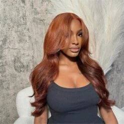 #33 Reddish Brown Curtain Bangs Wigs 13x4 HD Lace Front Human Hair Wig 11 #33 Reddish Brown Curtain Bangs Wigs 13x4 HD Lace Front Human Hair Wig -Ethereal Hair Shop 9be25683bd85992970160590fc646e99